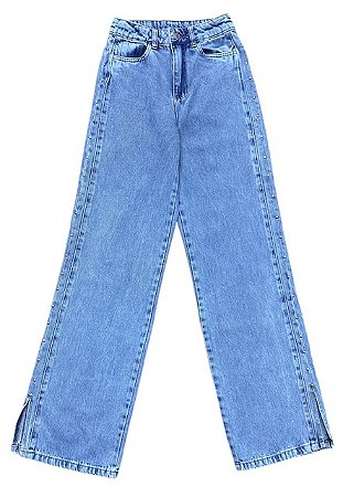 Calça Wide Leg Cintura Alta Jeans