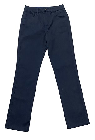 Calça Reta Cintura Alta Sarja