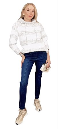 Calça Capri Tornozelo Cintura Alta Jeans
