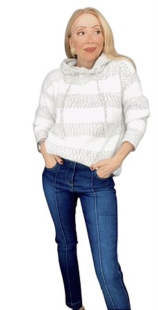 Blusa Manga Longa Capuz Tricot Angorá