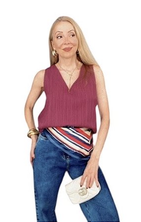 Blusa Regata Gola V Anarruga