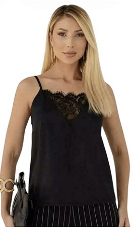 Blusa Alça Renda Cetim