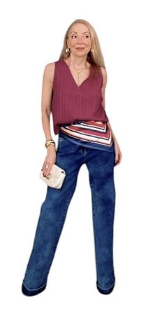 Calça Wide Leg Cintura Alta Jeans