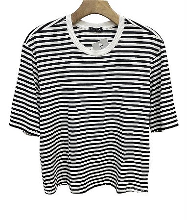 T-Shirt Listrada Manga Curta Viscomalha