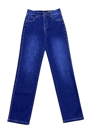 Calça Reta Cintura Alta Jeans