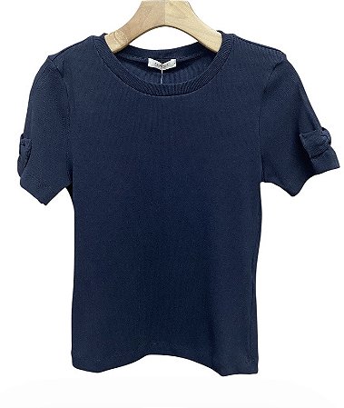 Blusa Laço Manga Malha Rib