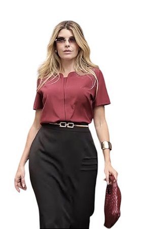 Blusa Manga Curta Crepe