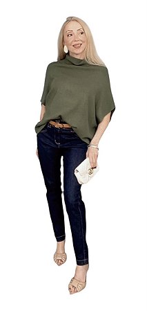 Calça Capri Tornozelo Cintura Alta Jeans