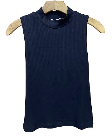 Blusa Regata Gola Malha Rib