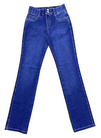 Calça Reta Cintura Alta Jeans