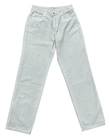 Calça Reta Cintura Alta Sarja