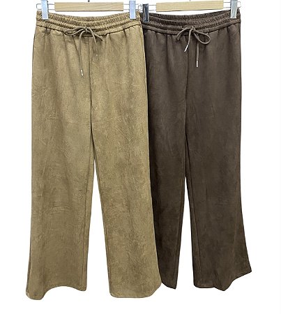 Calça Ajuste Cintura Camurça