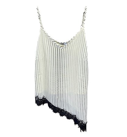 Blusa Poà Assimétrica Renda Crepe