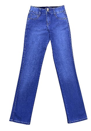 Calça Reta Cintura Alta Jeans