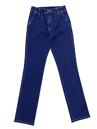 Calça Reta Cintura Alta Jeans