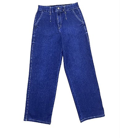 Calça Relax Media Cintura Alta Jeans