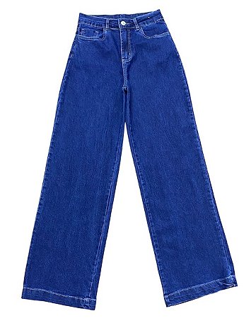 Calça Wide Leg Cintura Alta Jeans