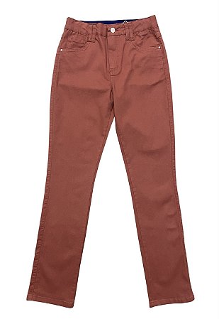 Calça Reta Cintura Alta Sarja