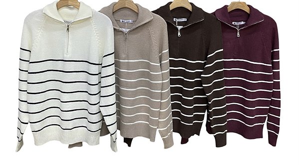 Blusa Listras Ziper Cashmere