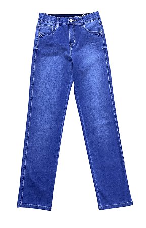 Calça Reta Cintura Alta Jeans