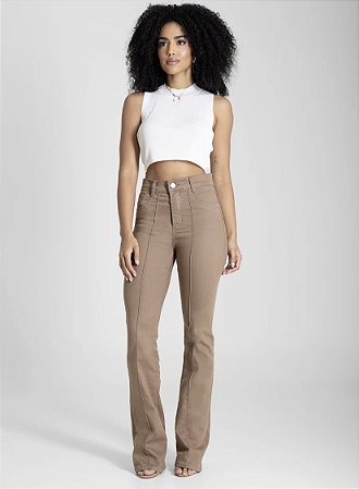 Calça Flare Cintura Alta Sarja