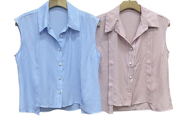 Blusa Regata Botões Viscose