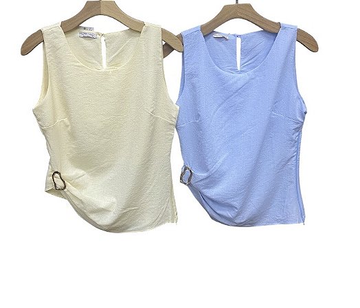 Blusa Regata Assimetrica Fivela Viscose