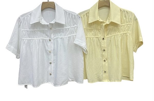 Blusa Manga Curta Detalhe Franzido Viscose