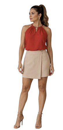 Blusa Regata Detalhe Frontal Crepe