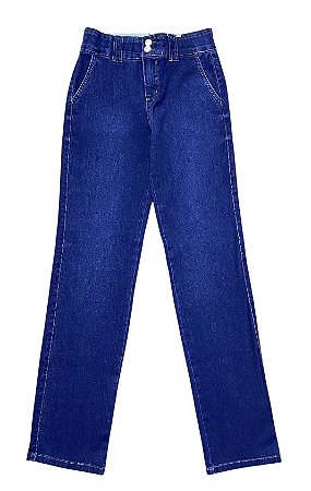 Calça Reta Cintura Alta Jeans