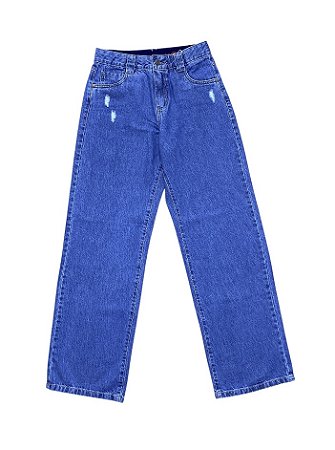 Calça Pantalona Cintura Alta Jeans