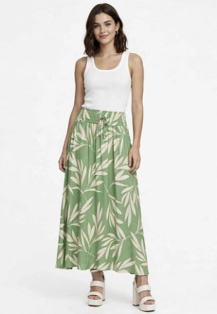 Saia Elástico Cintura Estampada Viscose