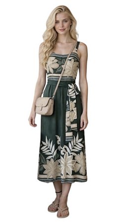 Vestido Alça Estampado Viscose