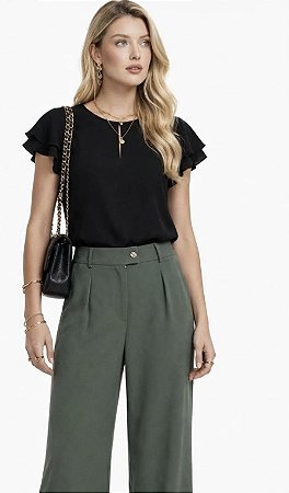 Blusa Manga Curta Crepe