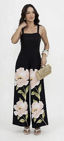 Macacão Longo Alça Estampado Viscose