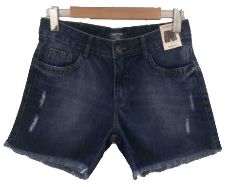 short jeans cintura alta azul escuro