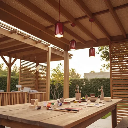 Forro Para Pergolado 90 Cm De Largura, Cobertura Em Palha Natural