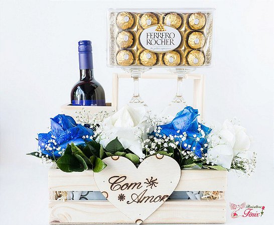 Cesta Romântica com Vinho e Ferrero Rocher