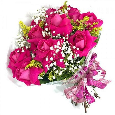 Buquê de 12 rosas premium pink