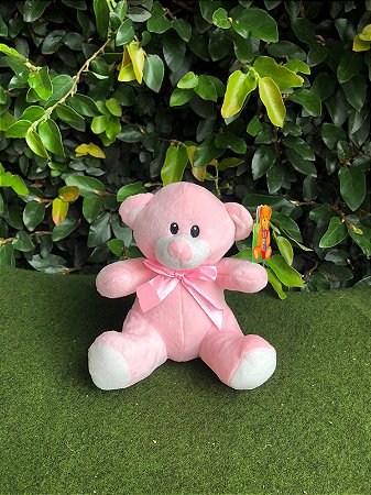 Urso Gravatinha Cor de Rosa