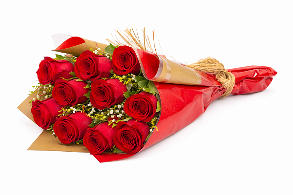 Buque 10 rosas vermelhas elegancia da Paixão