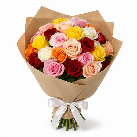 Luxuoso Buque de Rosas Coloridas Com 36 Unidades
