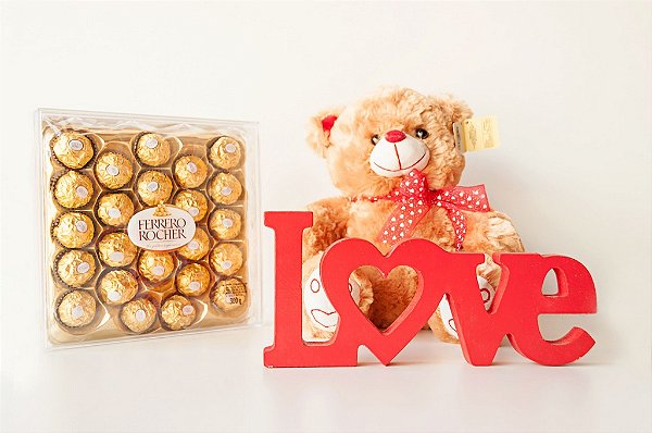 Urso Love com ferre-o Rocher Placa Love