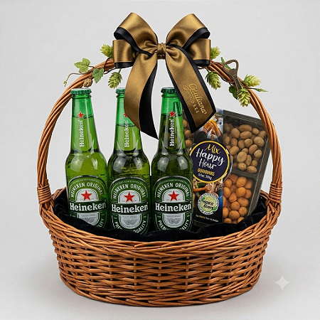 Cesta de Cerveja Heineken e Mix de Amendoim