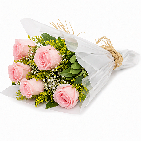 Buquê de Rosas cor de Rosa Clarinho