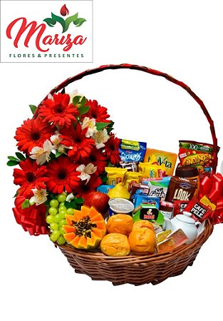 Cestas e flores no Café da manhã