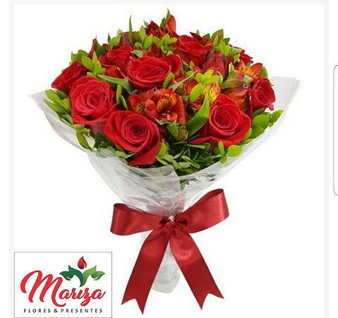 Buque Tradicional 6 rosas e Astromelias