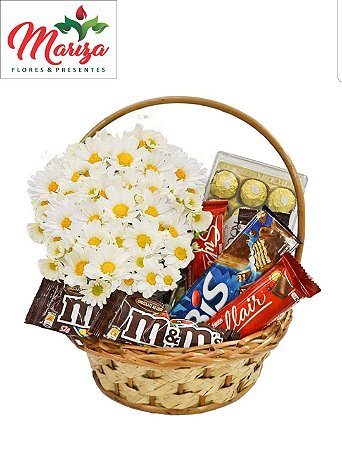 Cesta Margarida e chocolates