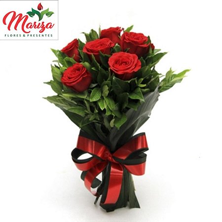Buquê 6 rosas vermelhas Selecionada