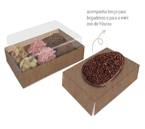 KPD125 - Embalagem 6 Doces ou Mini ovo de colher - Kraft ou Colorido - pcte 25 unidades
